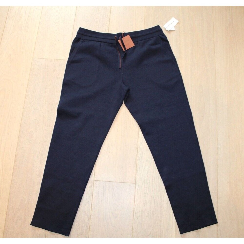 NWT New LORO PIANA Tapered Cotton-Blend Navy Jersey Sweatpants Sz XL $1550